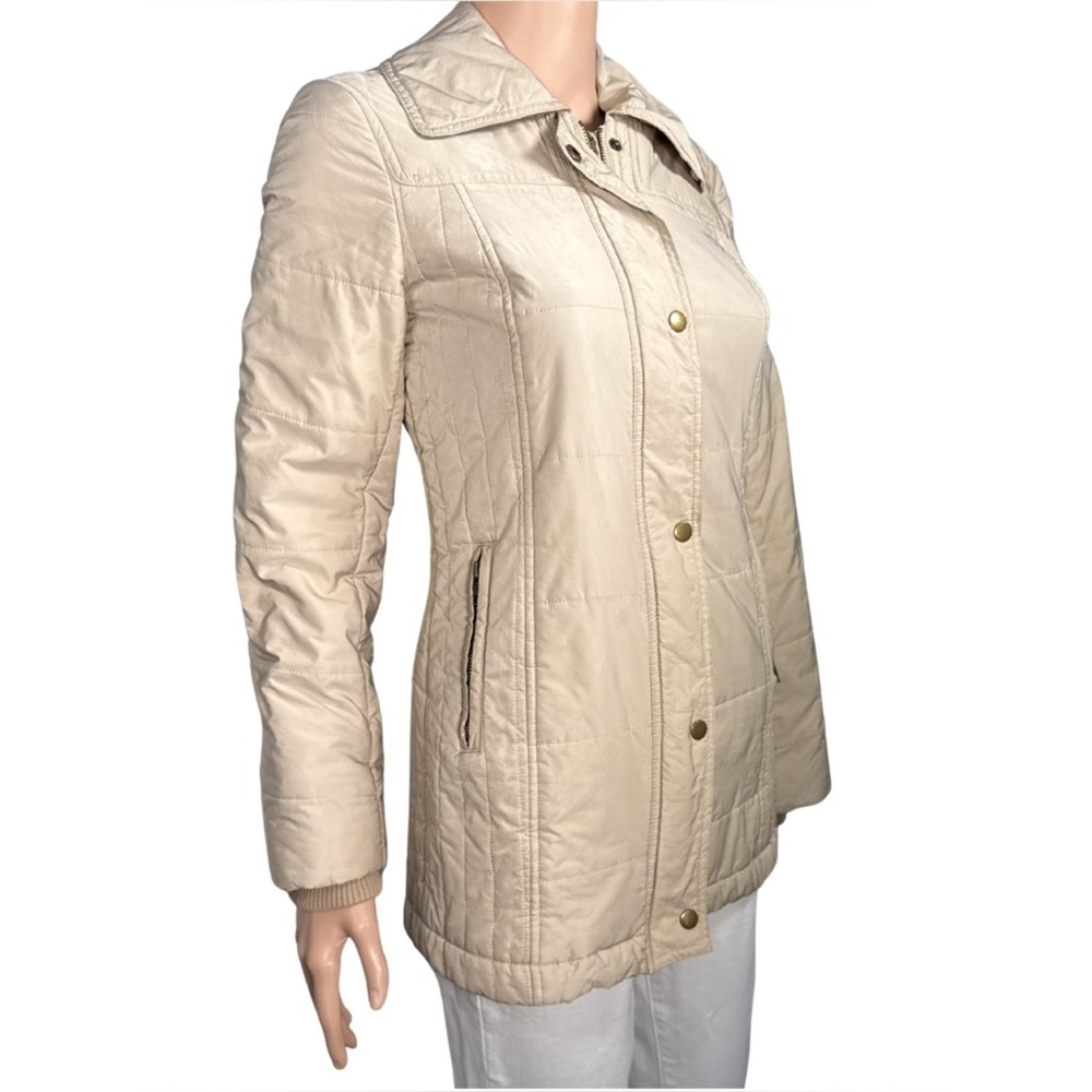 Hobbs London Beige Quilted Lightweight Jacket Snap Front Size US 4